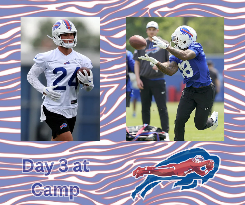Cole Bishop and Elijah Moore at Bills Training Camp